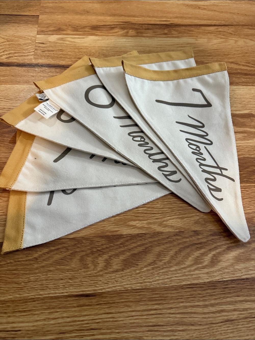 Hearth & Hand Cream and Mustard Newborn Milestone Pennants Double-sided - Picture 3 of 3